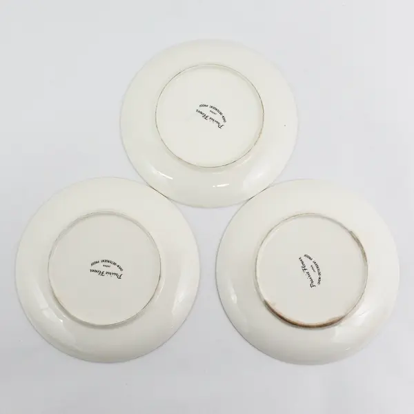 Set of 3 Prairie Flower Japan Blue Flower Wheat Pattern Bread Plates 6 1/2"