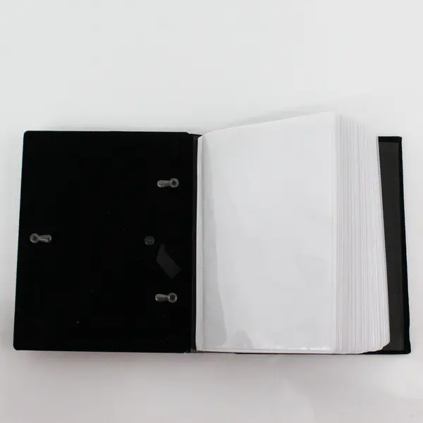 Vtg Silver & Black Velvet Picture Frame w/Built in Photo Album 50 Slots - 3"x4" 