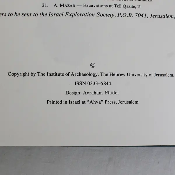 Qedem Monographs of the Institute of Archaeology #19 HC Hebrew & English 1984