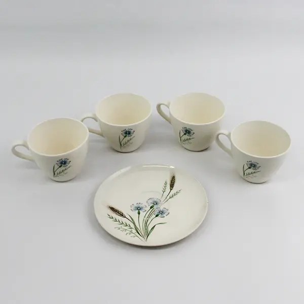 4 Vintage Prairie Flower Cups & 1 Saucer  From Japan