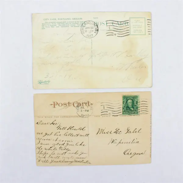 Lot Of 2 City Park Fountain Portland Oregon Color Litho Postcards 1909 1917