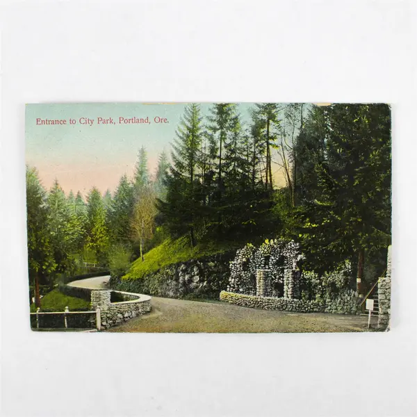 Lot Of 2 Entrance To City Park Portland Oregon Color Litho Postcards 