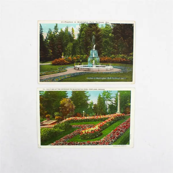 Lot Of 2 Washington Park Portland Oregon Color Litho Postcards 