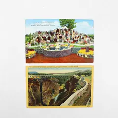 Lot Of 2 Oregon Litho Postcards Crooked River Bridge Petersen's Rock Garden