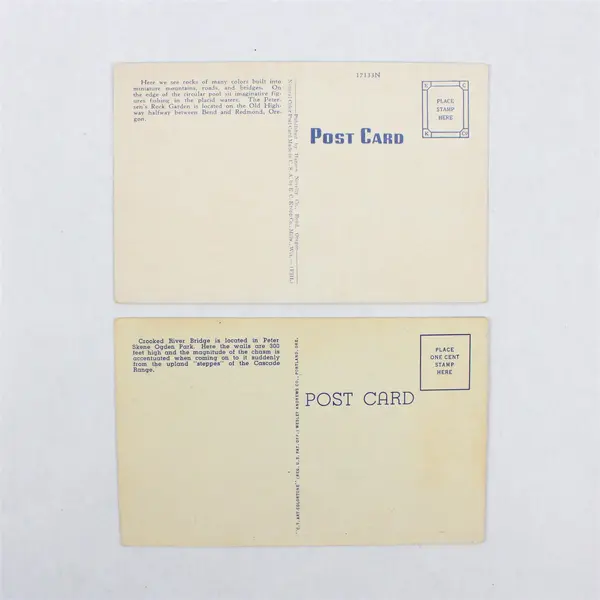 Lot Of 2 Oregon Litho Postcards Crooked River Bridge Petersen's Rock Garden