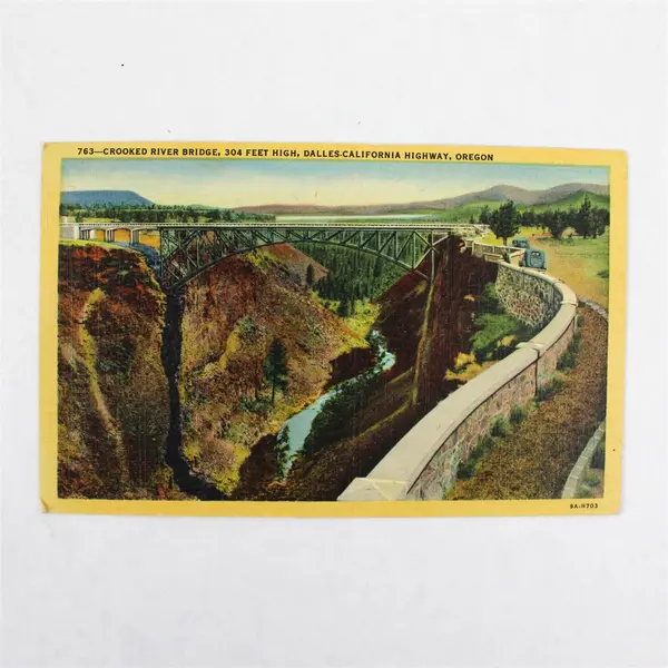 Lot Of 2 Oregon Litho Postcards Crooked River Bridge Petersen's Rock Garden