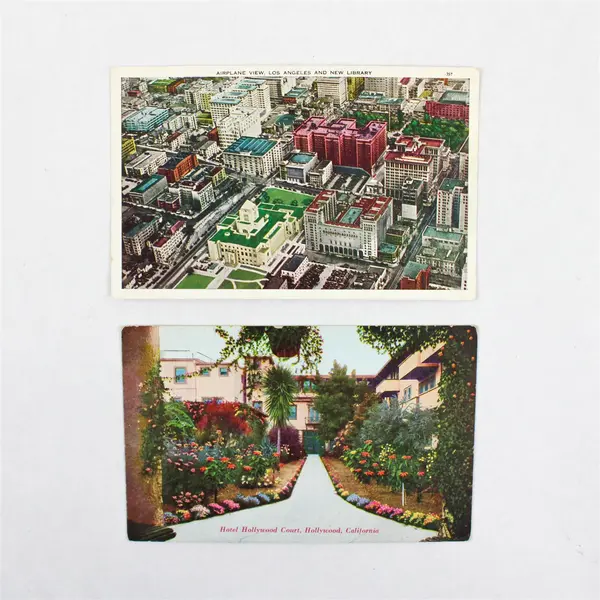 Lot Of 2 Los Angeles California Postcards Downtown Airplane View Hotel Hollywood
