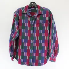 Vtg Citi-Craze Men's M Multicolor Plaid 100% Cotton Button Up Long Sleeve Shirt