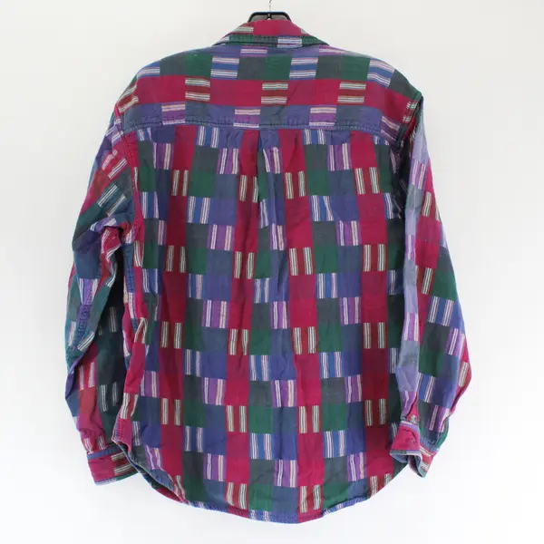 Vtg Citi-Craze Men's M Multicolor Plaid 100% Cotton Button Up Long Sleeve Shirt