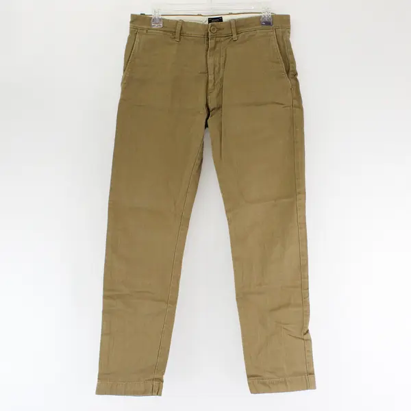 J.Crew Men's 30Wx30L 484 Brown Khaki Slim-Fit Stretch Cotton Blend Pants