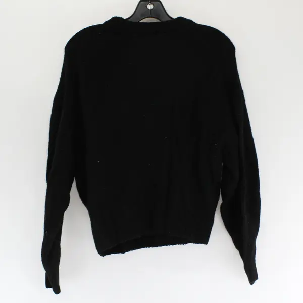 H&M Women's S Black Knit Pullover Sweater with Beading Embellished Neckline