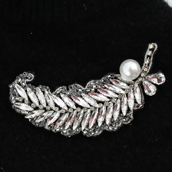 H&M Women's S Black Knit Pullover Sweater with Beading Embellished Neckline