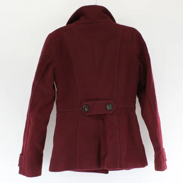 H&M Women's 4 Wine Colored Double-Breasted Belted - Pea Coat 