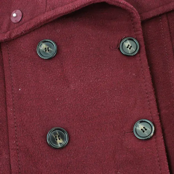 H&M Women's 4 Wine Colored Double-Breasted Belted - Pea Coat 