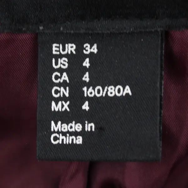 H&M Women's 4 Wine Colored Double-Breasted Belted - Pea Coat 