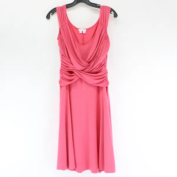 London Times Women's 12 Pink Spandex Stretch Sleeveless Draped Dress