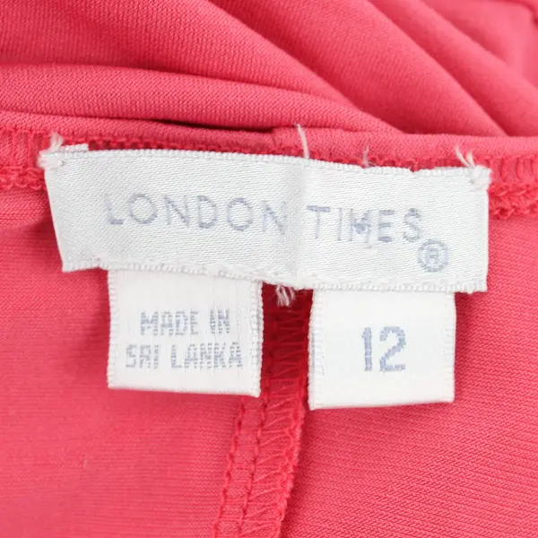 London Times Women's 12 Pink Spandex Stretch Sleeveless Draped Dress