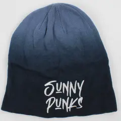 District One Size Blue Ombre Beanie Embroidered "Sunny Punks" 100% Cotton