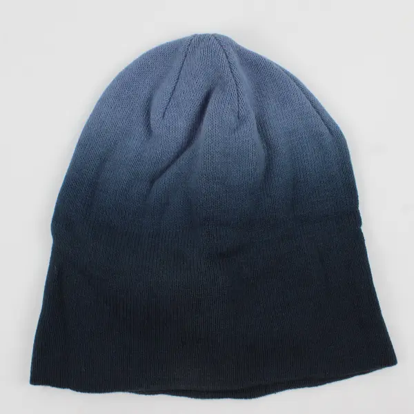 District One Size Blue Ombre Beanie Embroidered "Sunny Punks" 100% Cotton