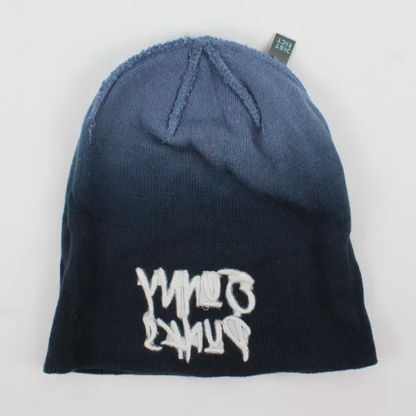 District One Size Blue Ombre Beanie Embroidered "Sunny Punks" 100% Cotton