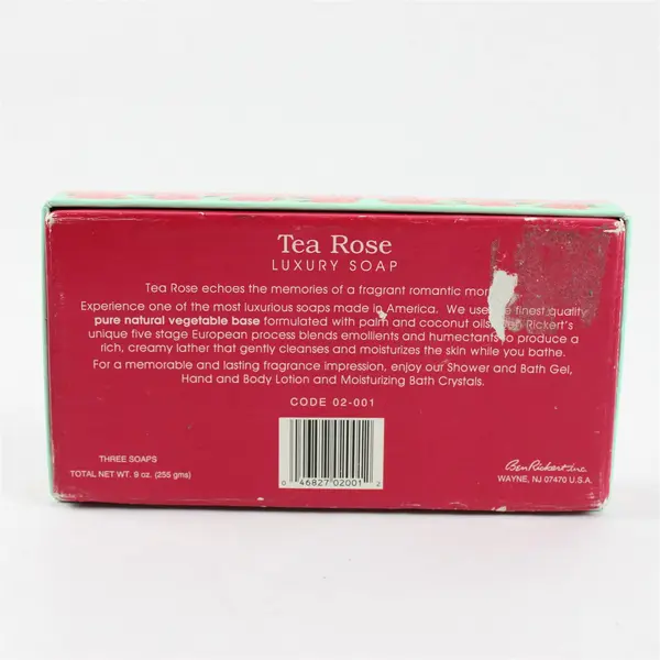 Vintage Ben Rickert Tea Rose 3-Bar Soap Set 3oz Each Floral Gift Box New