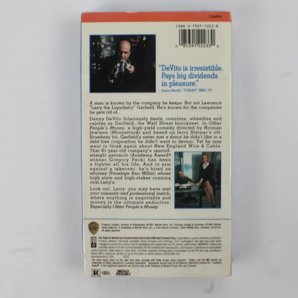 Other People's Money VHS Tape 1992, #12223 New/Sealed