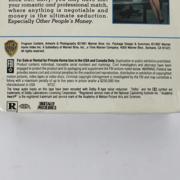 Other People's Money VHS Tape 1992, #12223 New/Sealed