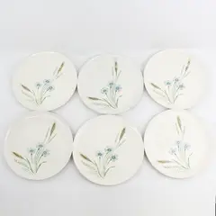 Set of 6 Vintage Prairie Flower Dinner Plates From Japan