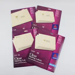 Lot of 4 Avery Clear Mailing Labels Assorted Sizes Open Pack