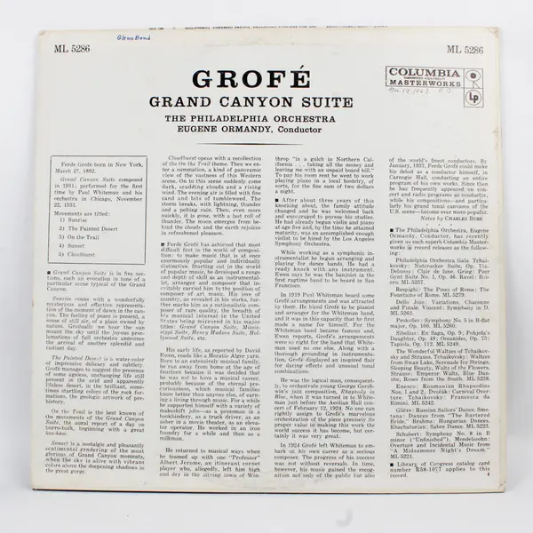 Grofe: Grand Canyon Suite the Philadelphia Orchestra 12" Vinyl Record
