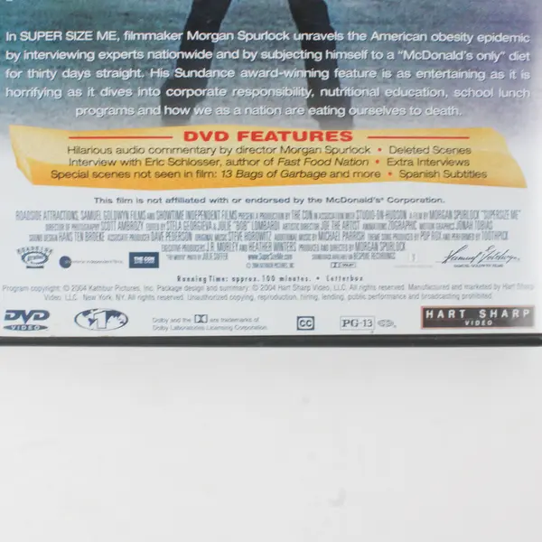 Super Size Me (2004) DVD Morgan Spurlock Hart Sharp Video 1-Disc Documentary