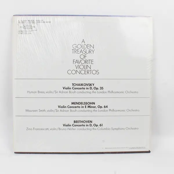 A Golden Treasury Of Favorite Violin Concertos 12" Vinyl Record 