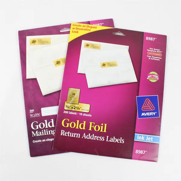 Lot of 2 Avery Gold Foil Mailing Labels 3/4"x21/4" Open Pack