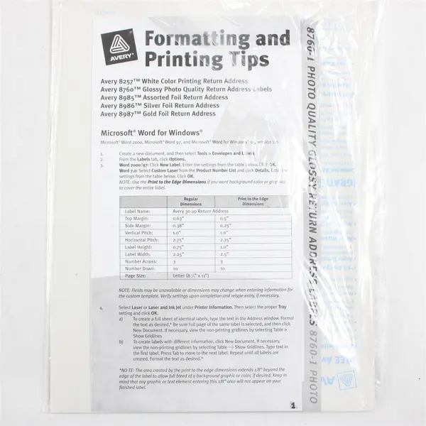 Lot of 2 Avery Gold Foil Mailing Labels 3/4"x21/4" Open Pack