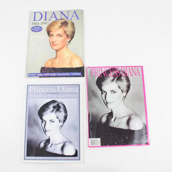 Lot of 10 Princess Diana Magazines + Book & Ephemera Memorial Issues