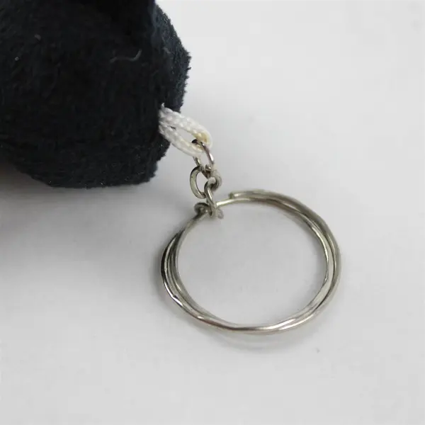 Plush Black & White Cat Keychain - Metal Ring, Pre-Owned Cute Bag Charm