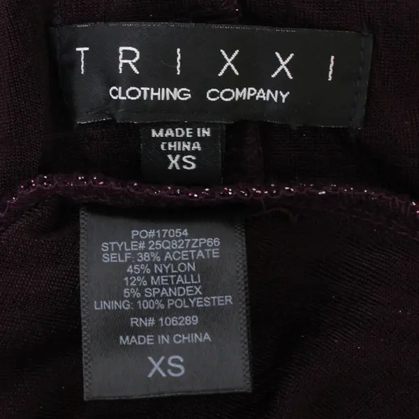 Trixxi Knit 3/4 Sleeve Shift Mini Dress Size XS Purple With Glitter Accents 