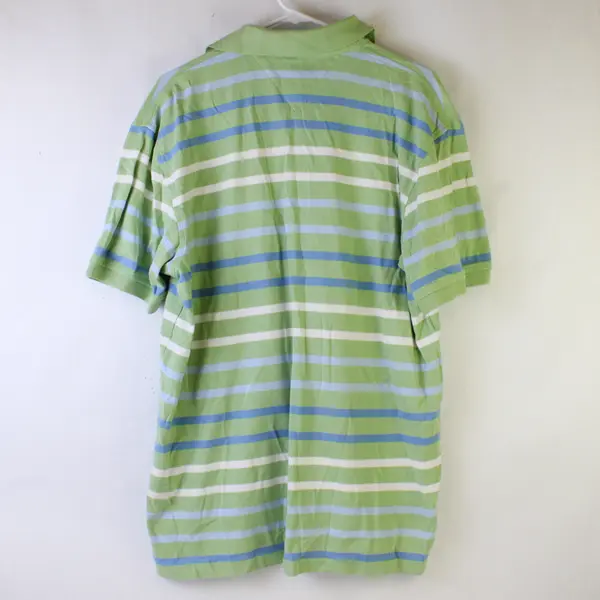 Tommy Hilfiger Men’s Polo Shirt Large Green Blue Striped Short Sleeve Top