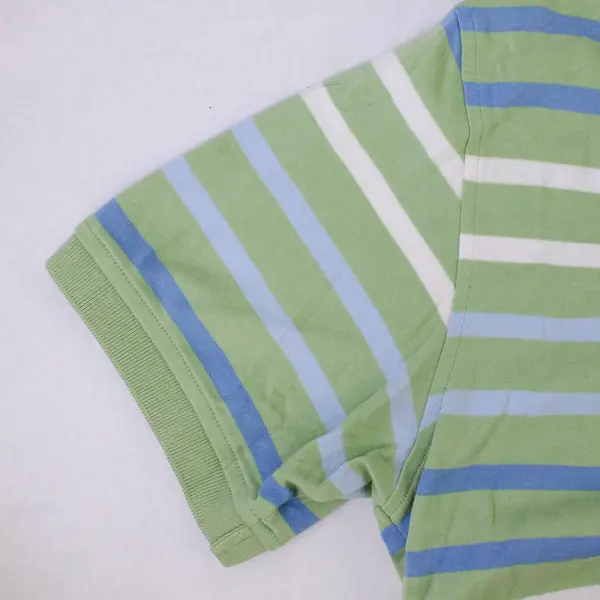 Tommy Hilfiger Men’s Polo Shirt Large Green Blue Striped Short Sleeve Top
