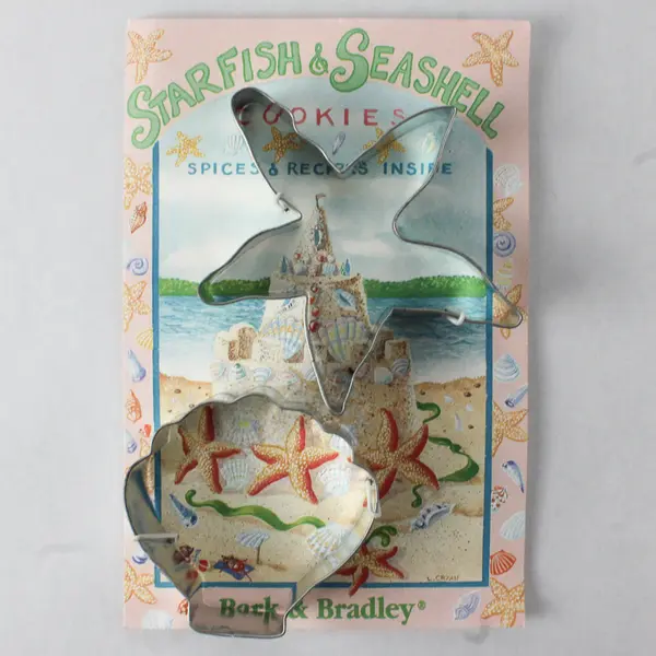 Set Of 2 Bark & Bradley Metal Starfish & Seashell Cookie Cutters 1997 W/ Recipes