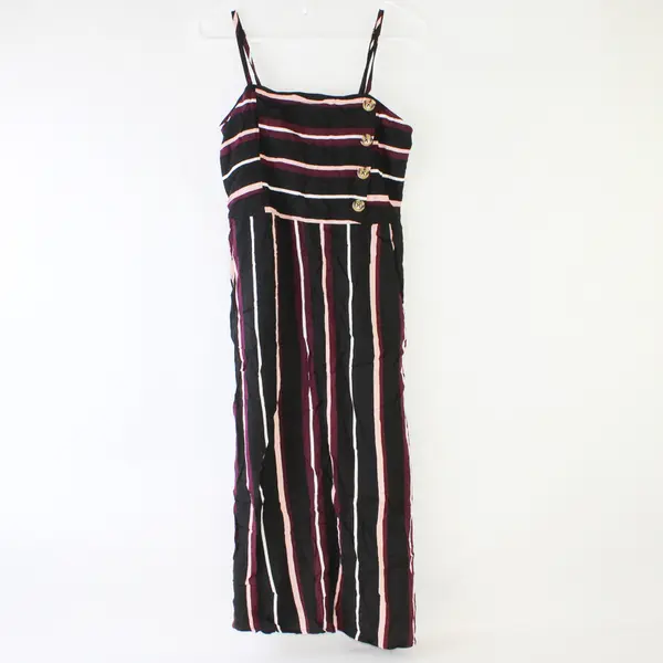 Xhilaration Sundress Adjustable Spaghetti Straps Size Small Black Stripes
