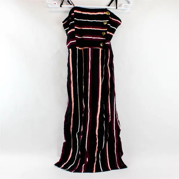 Xhilaration Sundress Adjustable Spaghetti Straps Size Medium Black Stripes 