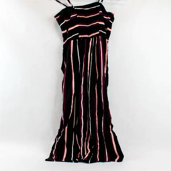 Xhilaration Sundress Adjustable Spaghetti Straps Size Medium Black Stripes 