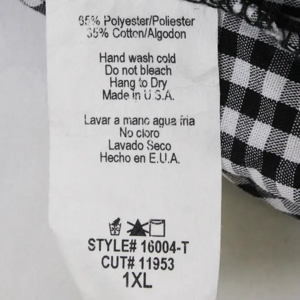 Haute Fox Women's Size 1XL White Black Check Crop Top Elastic Neckline