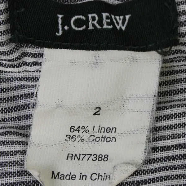 J. Crew Striped Linen Dress Blue Button Front Size 2 Missing Belt