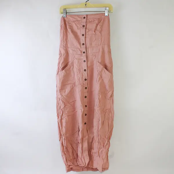 BDG Pink Strapless Button Front Midi Dress with Slits  Size 4