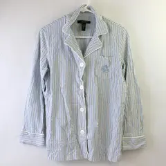 Lauren Ralph Lauren Night Shirt Women's Small Blue Stripe Button Up Top 