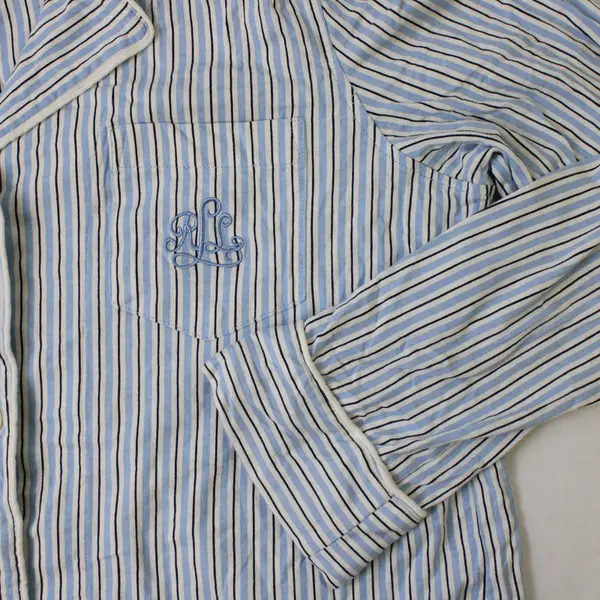 Lauren Ralph Lauren Night Shirt Women's Small Blue Stripe Button Up Top 