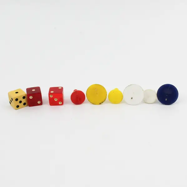 Lot of 9 Assorted Game Pieces & Dice - Board Game Replacement Parts