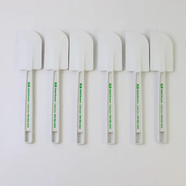 Lot Of 6 United Grocers Matching Solid White Plastic Spatulas Baking Utensil